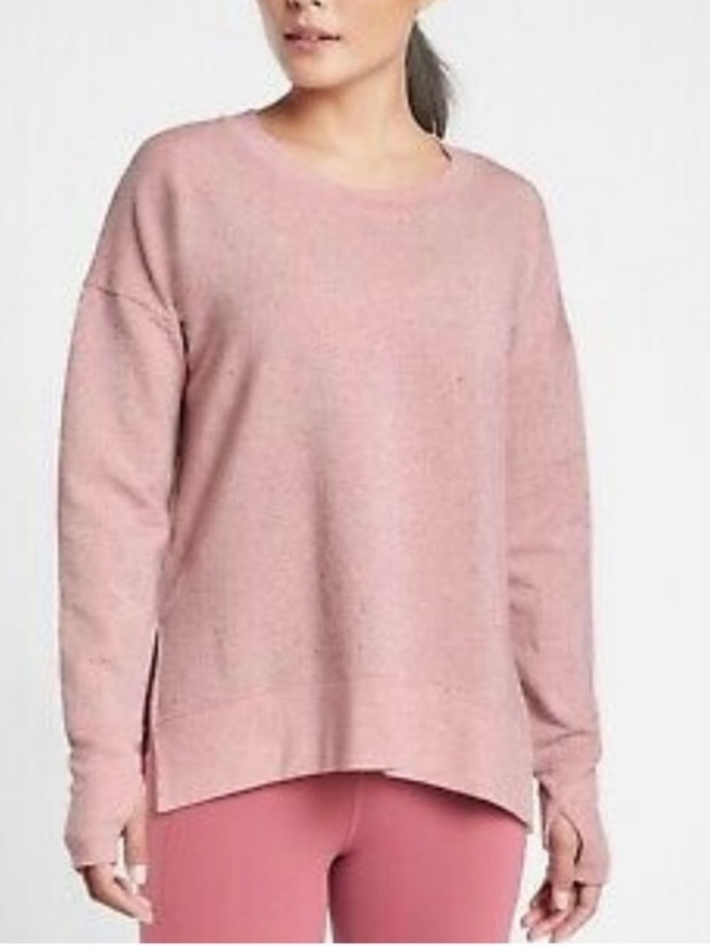 Athleta Balance Pullover Heather Pink Speckled Crewneck Sweatshirt